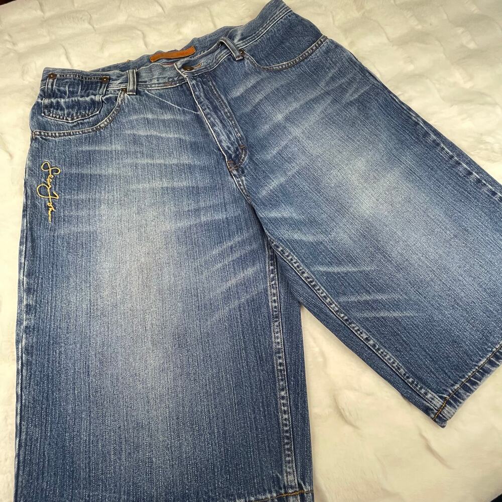 🔥VTG Y2K Sean John Hip Hop Skater Grunge Baggy Wide Leg Embroidered shorts